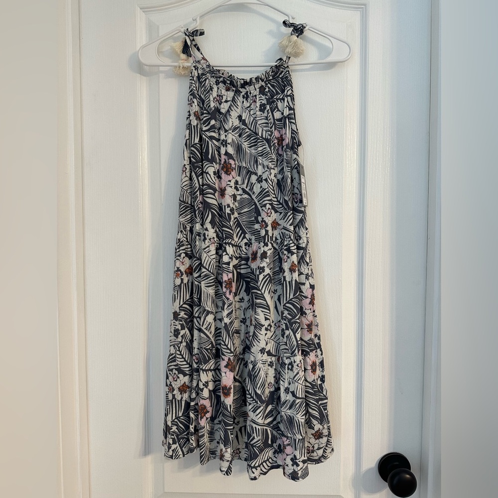 Art Class Girls Floral Bohemian Shoulder Tie Dress Large 10/12